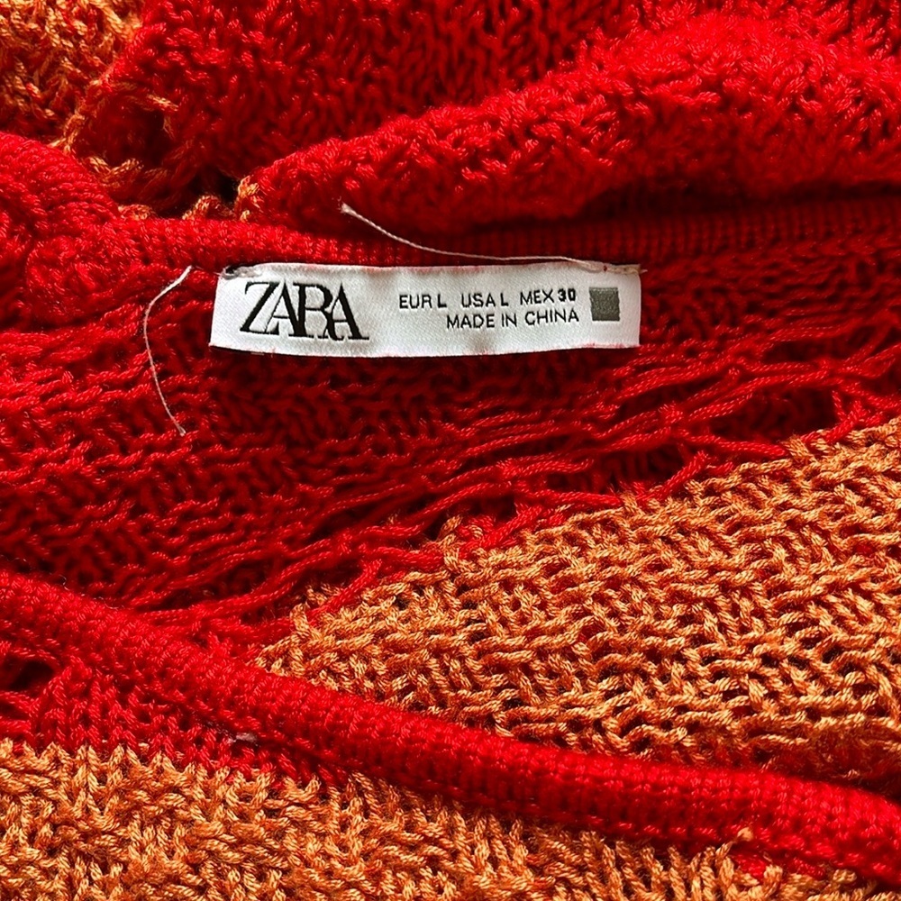 Zara Red and Orange Knit Top Large - Picture 4 of 4